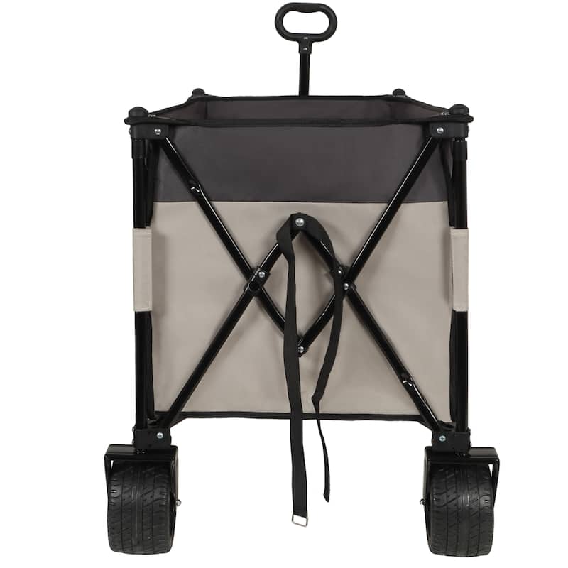Tall Heavy-Duty Folding Wagon Cart with 480lbs Capacity - All-Terrain Wheels, Side Pockets, Brakes & Drink Holders