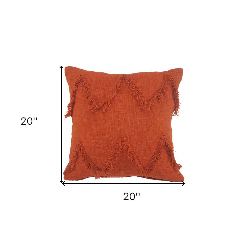 HomeRoots 20" X 20" Cinnamon Orange 100% Cotton Zippered Pillow