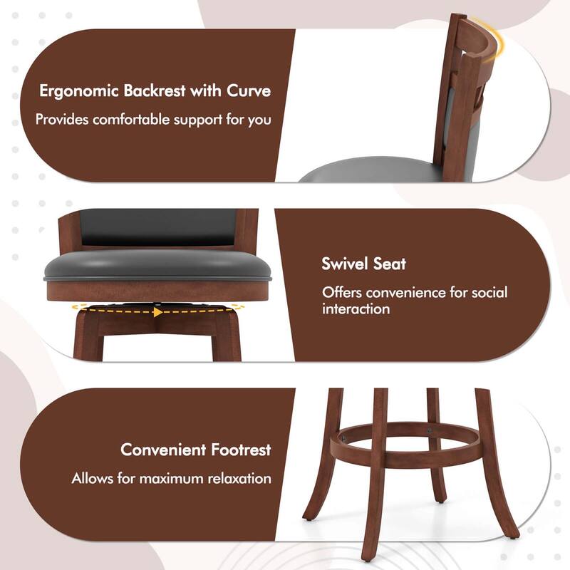 3-PCS Bar Table & Chairs Set Dining Table Set w/ Swiveling Stools