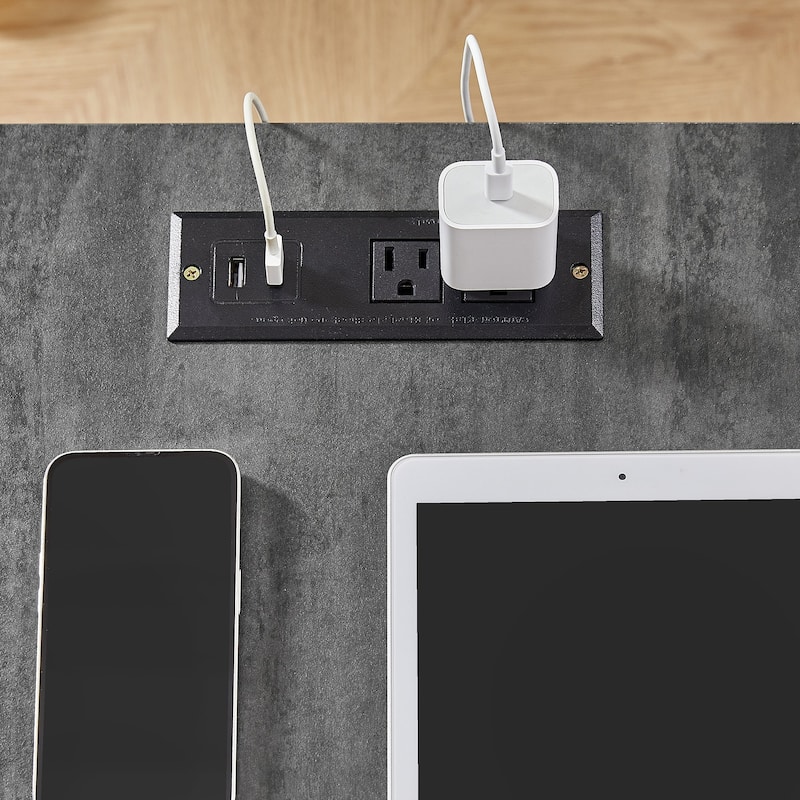 VECELO, Mid-century Modern Nightstand with Charging Station and USB Port