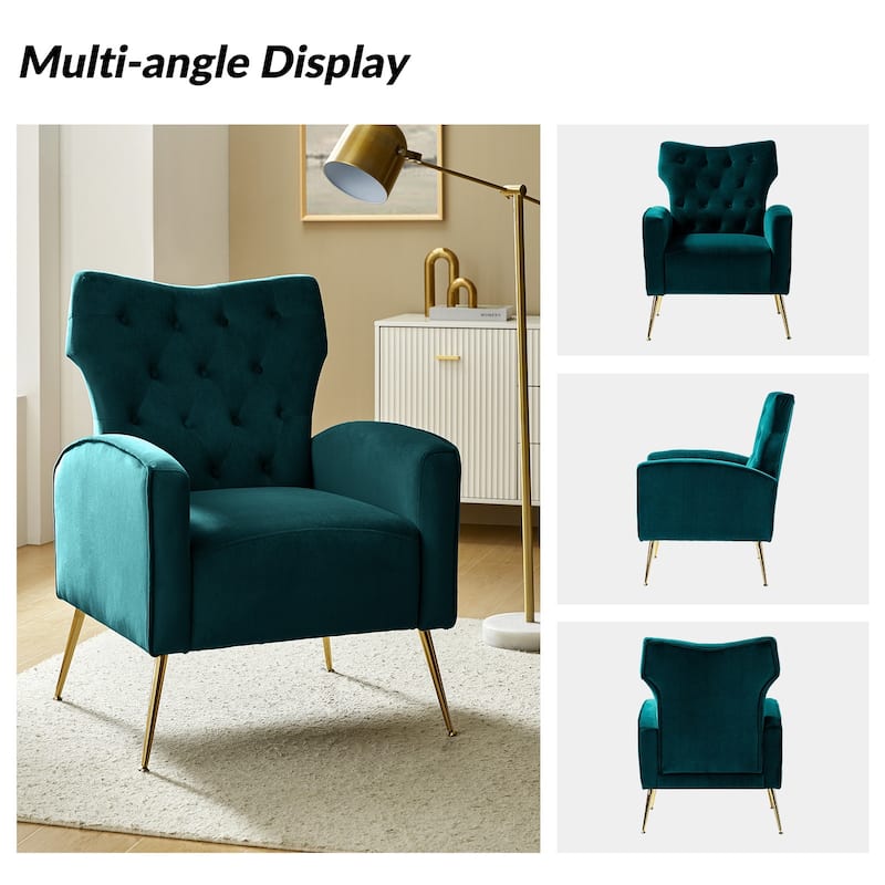 Abadiana Accent Tufted Chair with Metal Base by HULALA HOME