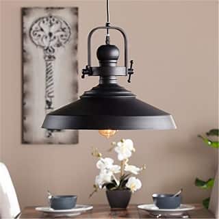 Industrial Bell Pendant Light with Matte Black Finish and White Interior Shade for Kitchen or Living Room Decor - 11.5