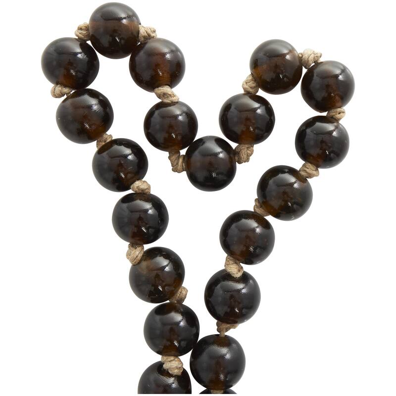 Glass Handmade Round Beaded Garland with Tassel with Knotted Brown Jute - Roche River Decor