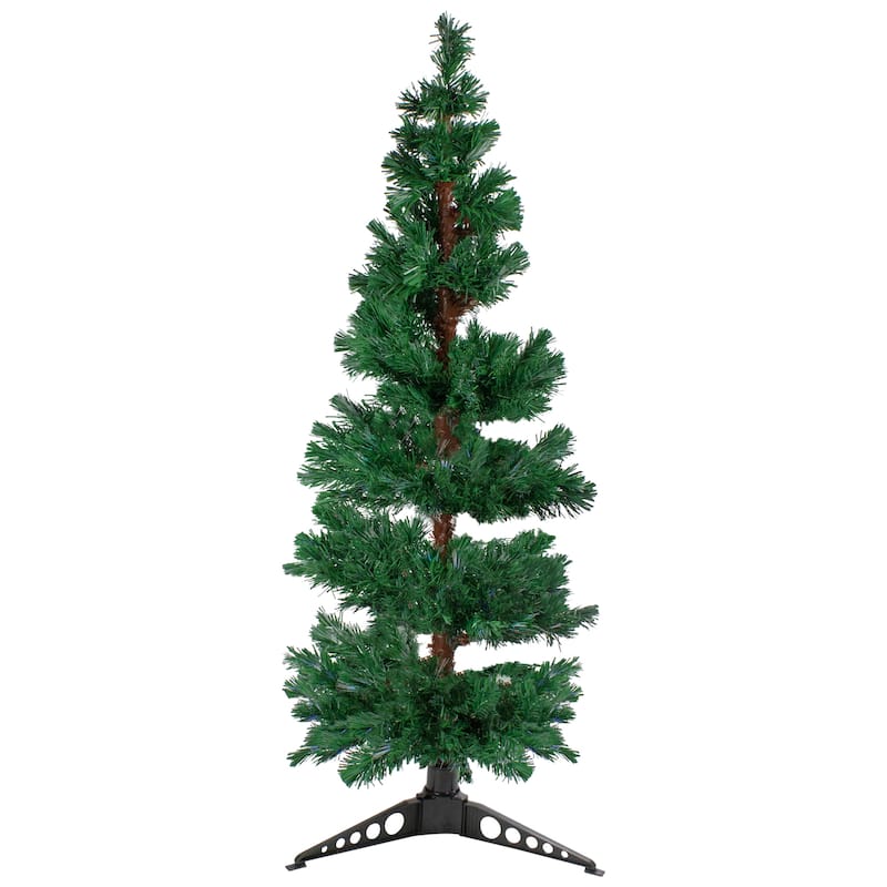 5' Fiber Optic Artificial Spiral Pine Christmas Tree - Multi Light - 5 Foot