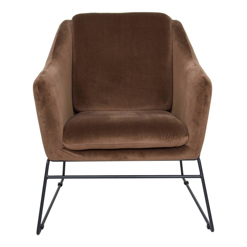 Harmony Mid-Century Modern Velvet Upholstered Accent Arm Chair with Metal Frame for Home Office Living Room & Bedroom