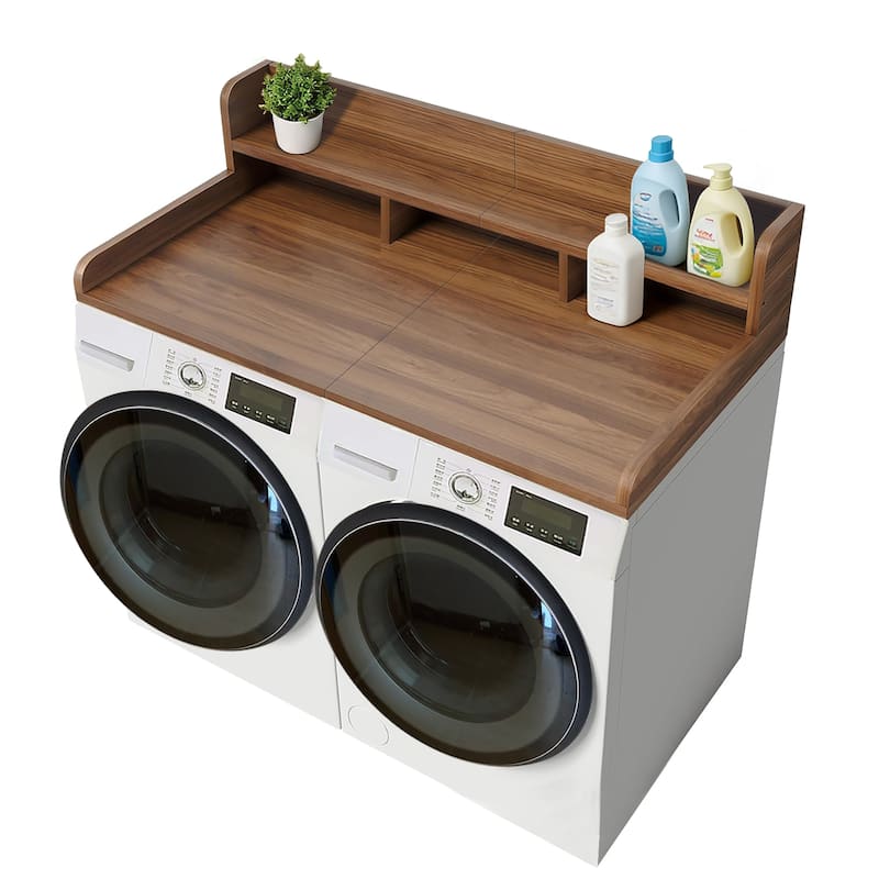Washer Dryer Countertop with Non-slip Pads, Laundry Wood Shelf Topper with Edge, for Washer and Dryer Laundry Hamper Counter