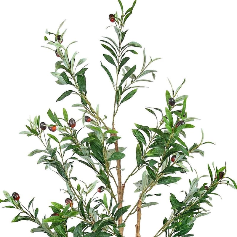 HomeRoots 60" Green Olive Artificial Tree in a Black Pot - 21.00 in. x 60.00 in. x 21.00 in.