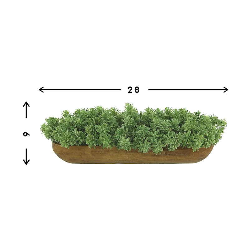 Jade Arrangement in a Wooden Dough Bowl - Green