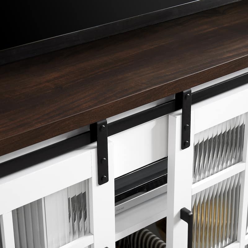 59" TV Stand with Sliding Glass Doors & Adjustable Shelves for TVs Up to 65"
