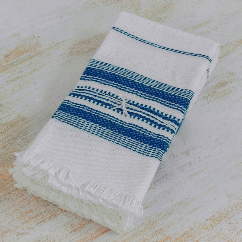 Novica Handmade Cheerful Kitchen In Blue Cotton Napkins (Set Of 6)