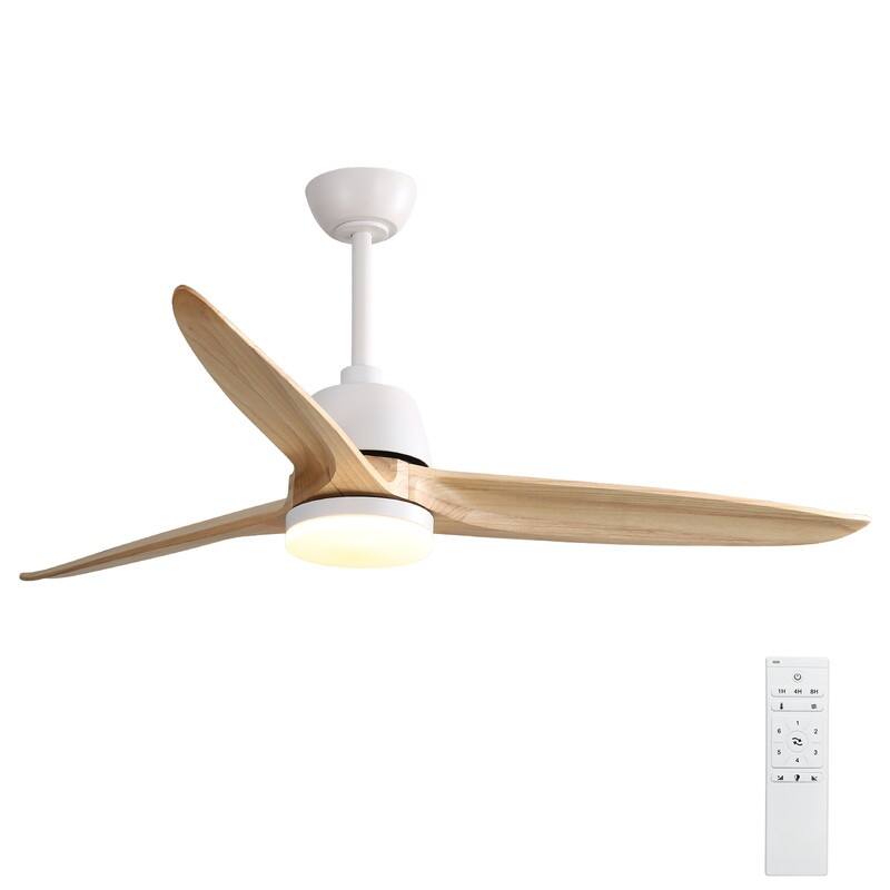 56 inch Wood Ceiling Fan Indoor w/Light and Remote Control 3 Wood Blades Bedroom - Blades Span 56 Inches