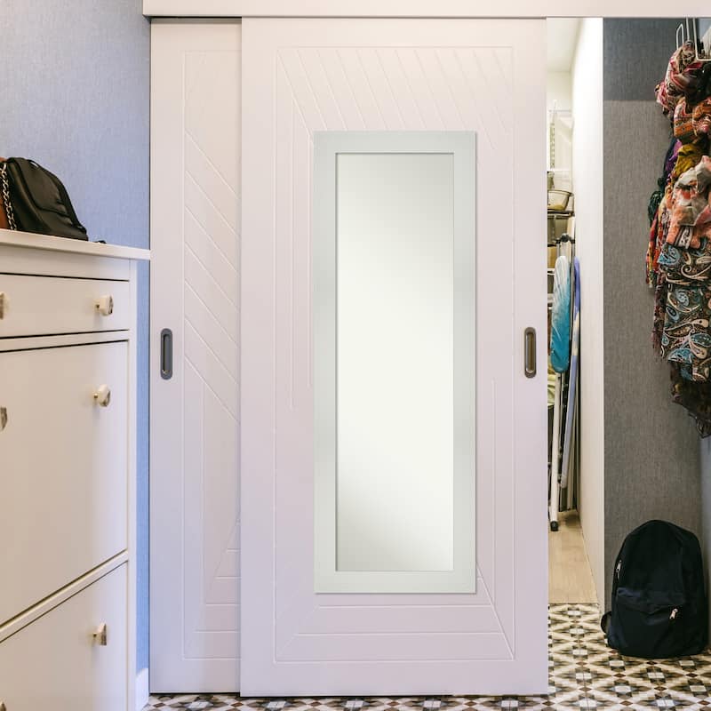 Non-Beveled Full Length On The Door Mirror -White Frame