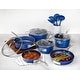 preview thumbnail 1 of 4, Granitestone Blue 15 Piece Stackmaster Nonstick Cookware Set with Glass Lids