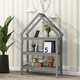 preview thumbnail 8 of 39, Kids bedroom set Twin size wood house bed with storage shelf and hanger