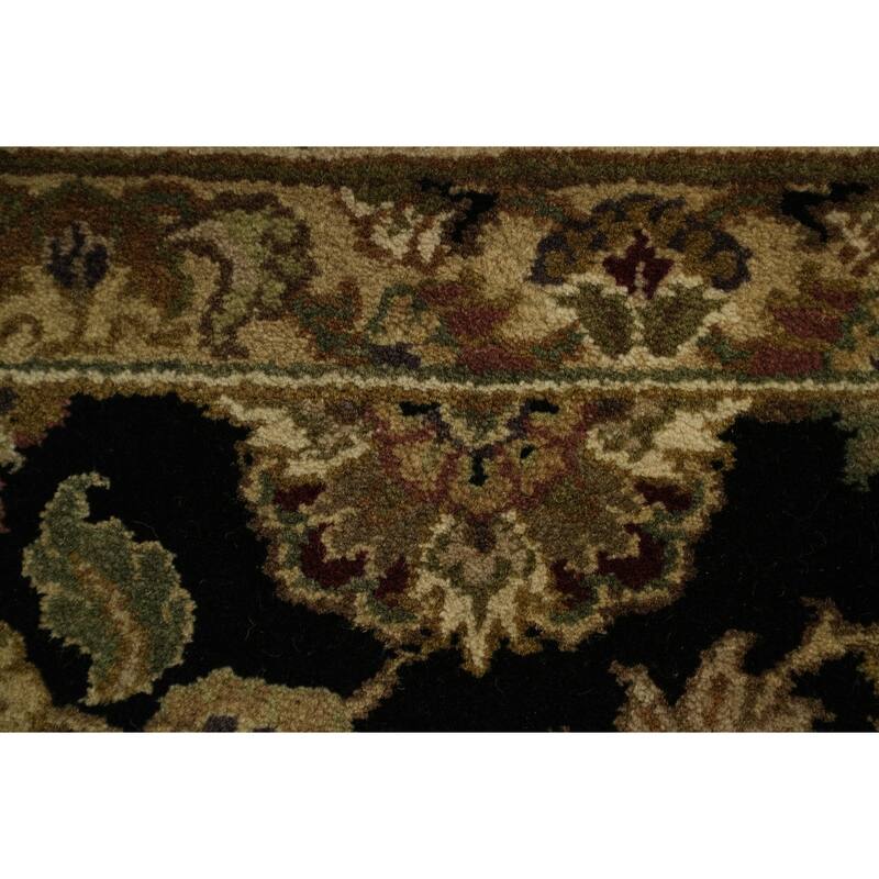 Hand Knotted Oriental 100% Wool Carpet Traditional All-Over Black Agra Area Rug - 9' 10'' X 8' 0''