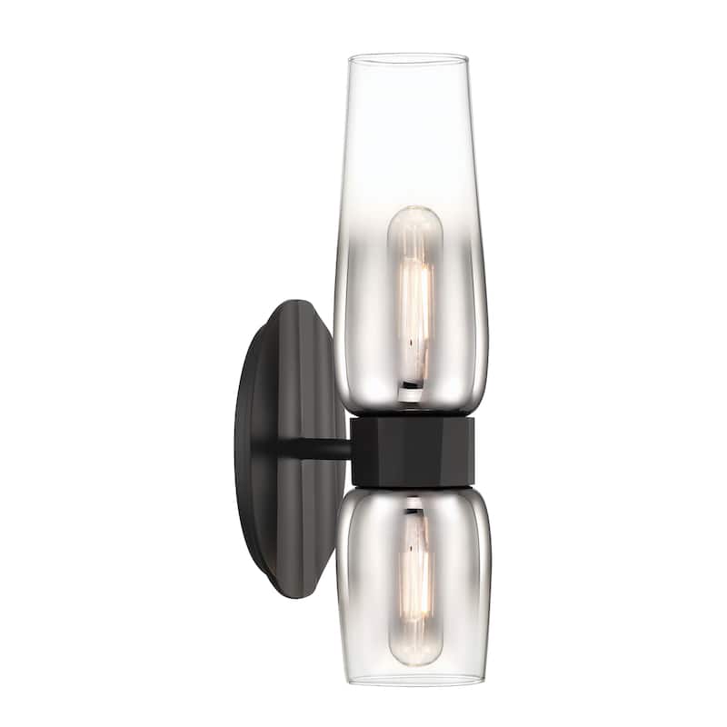 Flame 14'' High 2-Light Sconce - Matte Black - 14 inch Tall