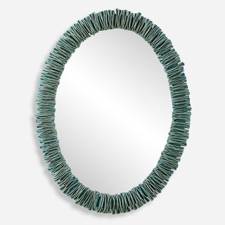 Uttermost 08183 Bonaire 26-1/2"W x 34-1/2"H Oval Flat Accent Mirror - Blue