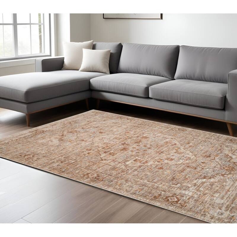 HomeRoots Floral Medallion Traditional Rectangle Area Rug - 117.00 in. x 93.00 in.  x 0.30 in.