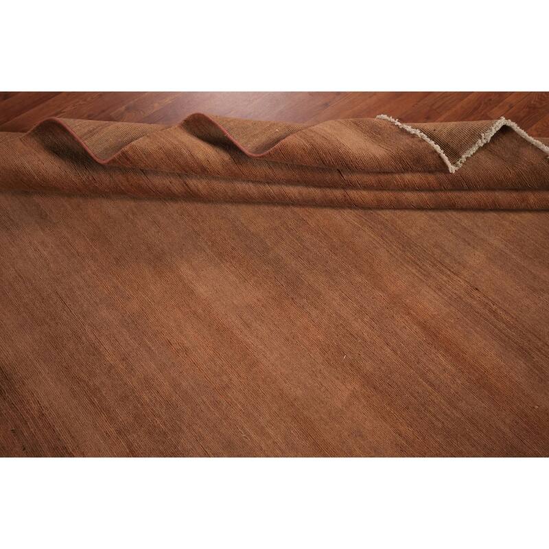 Gabbeh Modern Area Rug Handmade Brown Wool Carpet - 6'8" x 9'8"