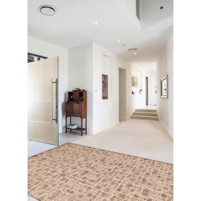 ECARPETGALLERY Hand Loomed Elysian Taupe Wool Rug - 6'6 x 9'8