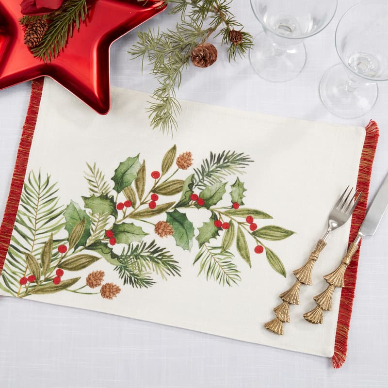 Holly Branch Placemat (Set of 4) - 13"x19"