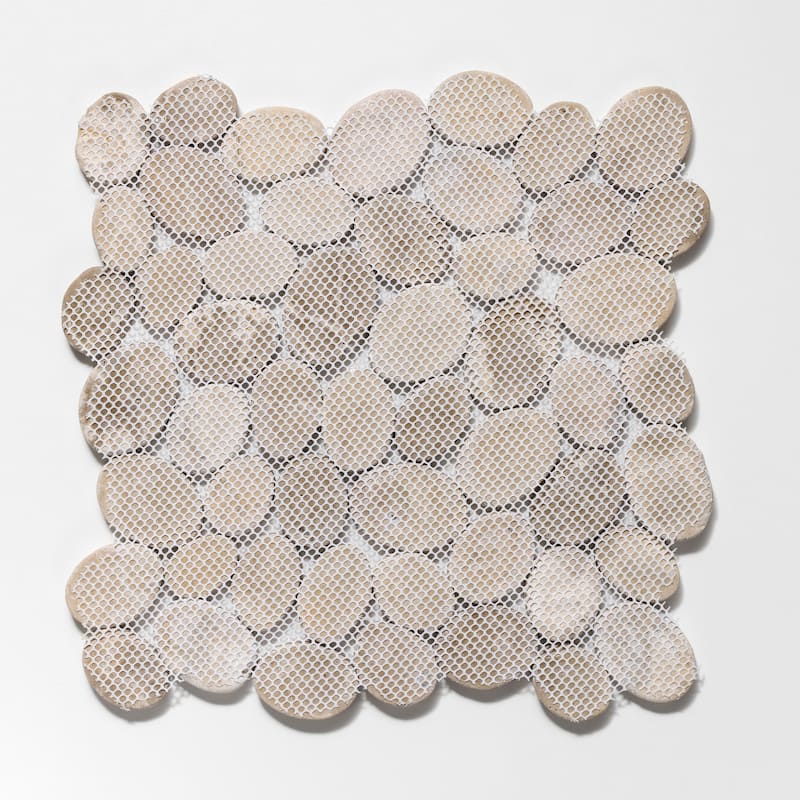 Coin Marble 11 in. x 11 in. Marble Mesh-Mounted Mosaic Wall and Floor Tile