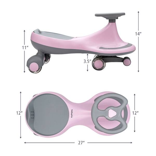 Wiggle Car Ride-on Toy w/ Flashing Wheels for Toddlers & Kids
