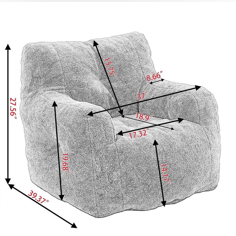 Soft Teddy Cloth Bean Bag Chair Tufted Foam Filling