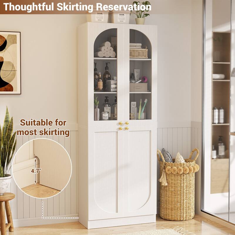 80" Tall Kitchen Pantry Storage Cabinet with 4 Doors & Adjustable Shelves, Freestanding 6-Tiers Buffet Cabinets for Dining Room