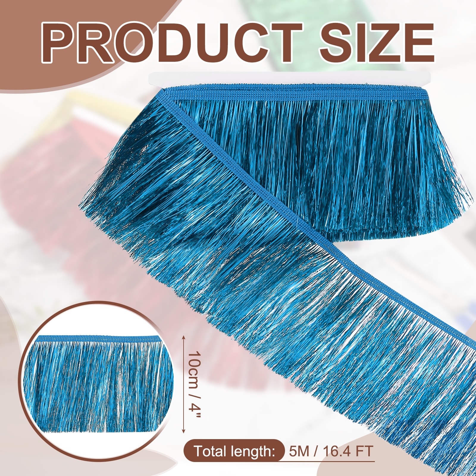 5.5 Yard of 4" Fringe Trim DIY Tassel Trim, Red(16.4 FT/5 M)