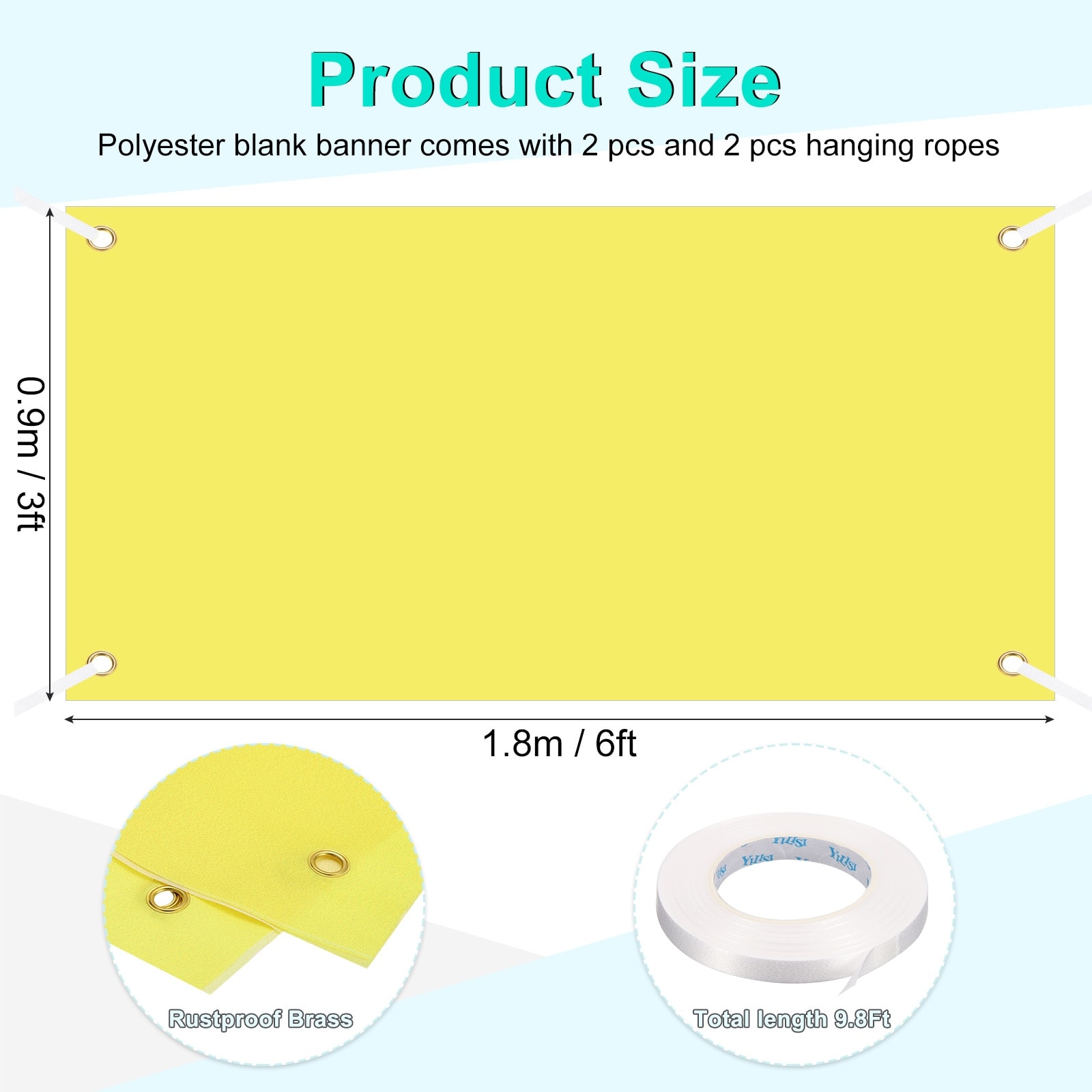 Large Black Blank Banner and Signs 2 x 4 Feet, 2 Set Sublimation Banners