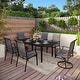 preview thumbnail 15 of 35, Patio Dining Set 9/7 Pieces Outdoor Metal Furniture Set, 8/6 C Spring Motion Chairs and 1 Expandable Table 7-Piece Mixed chair(without umbrella hole)