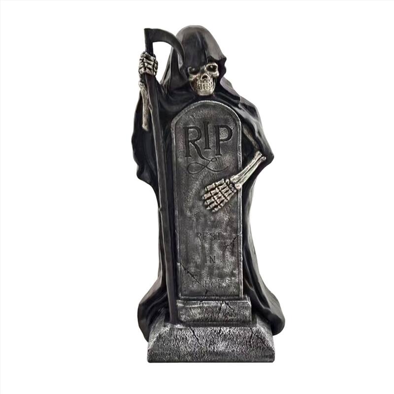 Haunted Hill Farm 39-in. Grim Reaper Holding Sickle Statue with LED Eyes