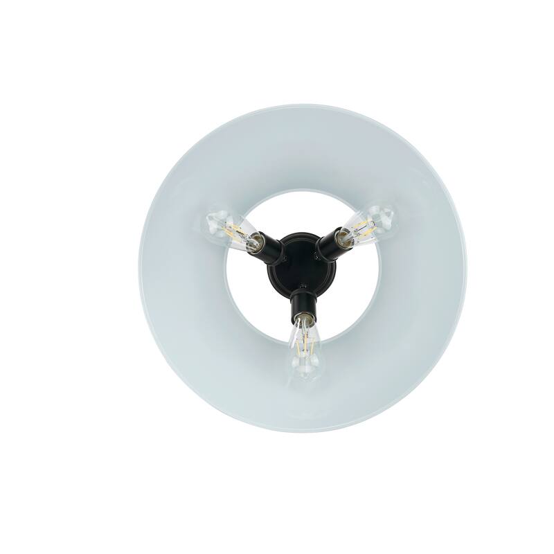 Yep by Golden Lighting Orwell 3-light Flush Mount in Matte Black and Dusky Blue shade