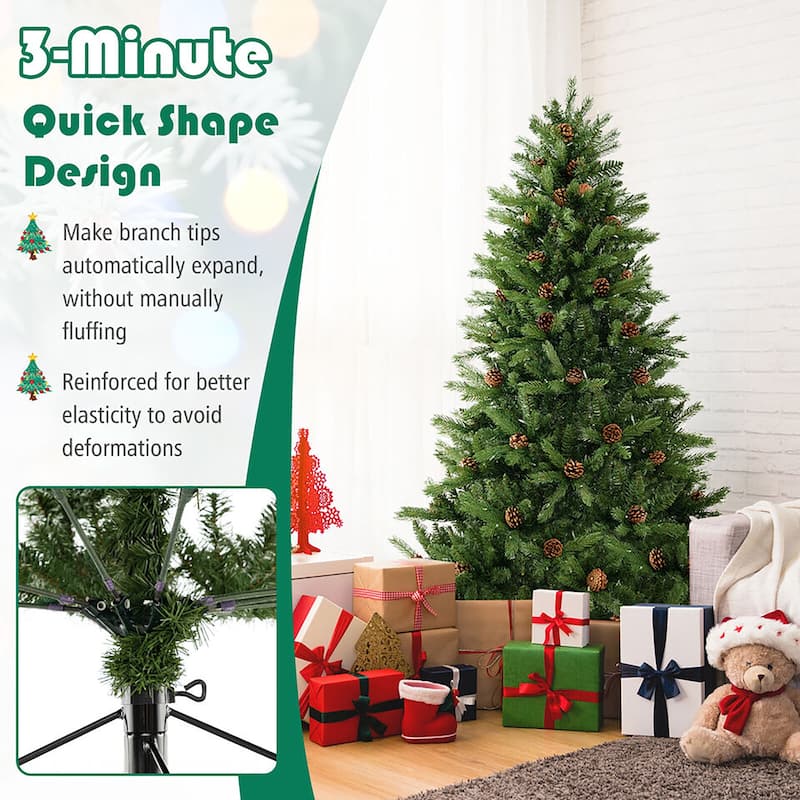 Gymax 6 FT Pre-Lit New PE & PVC Christmas Tree 3-Minute Quick Shape