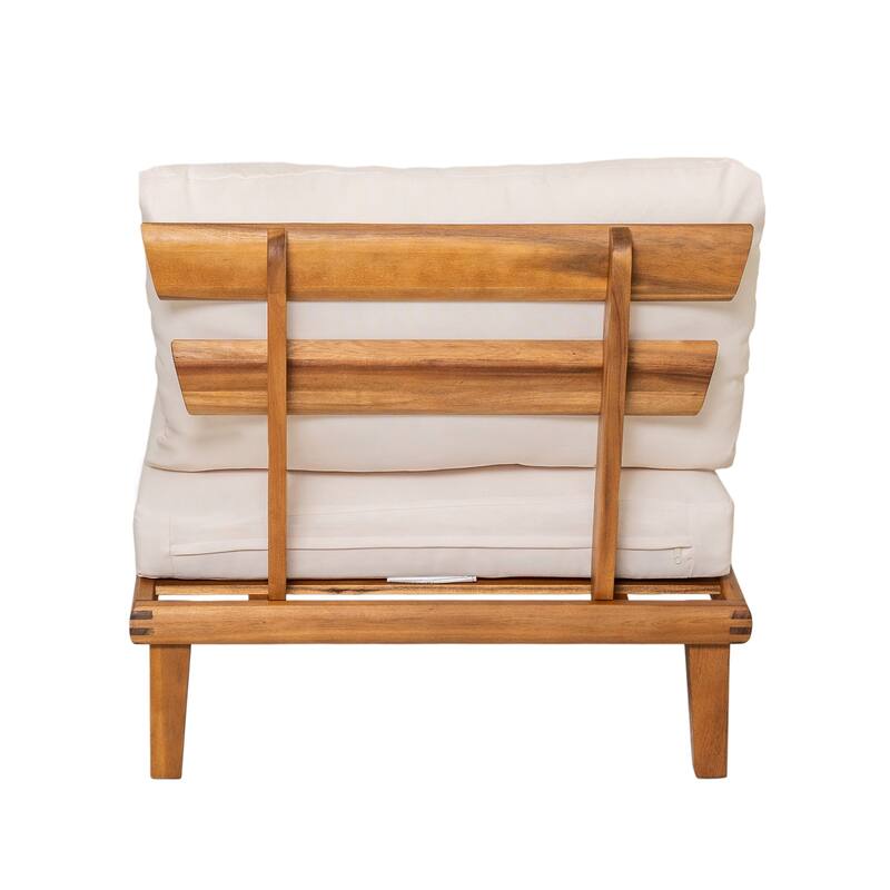 Christopher Knight Home - Laguna Outdoor Solid Acacia Wood 5-Piece Modular Sectional Sofa Set with Coffee Table and Cushions