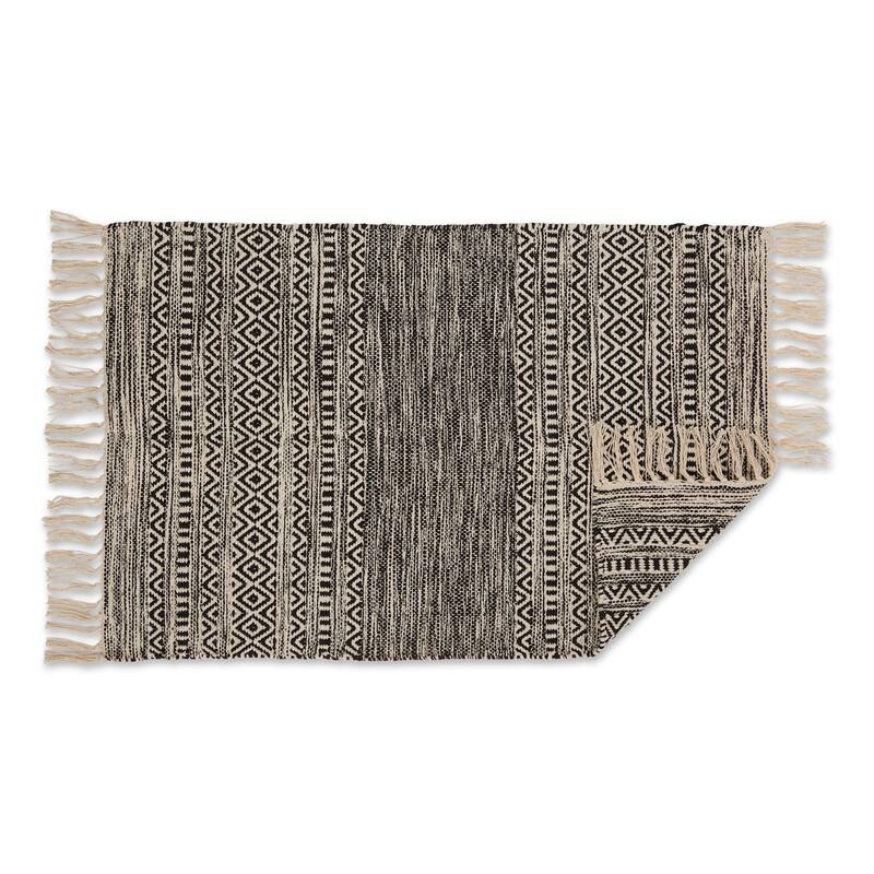 DII Black Ticking Stripe Hand-Loomed Rug 2x3 Ft - 24.0 In. L X 36.0 In. W X 0.2 In. H