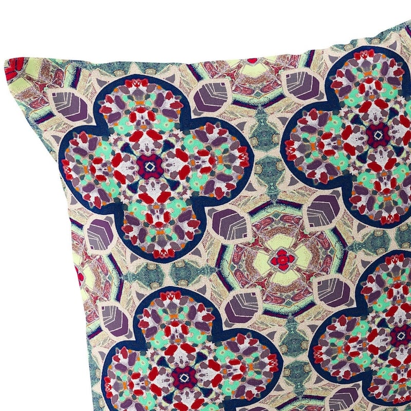 HomeRoots Set of Two 16" X 16" Green and Red Blown Seam Floral Indoor Outdoor Throw Pillow - 16.00' X '16.00' X '5.00