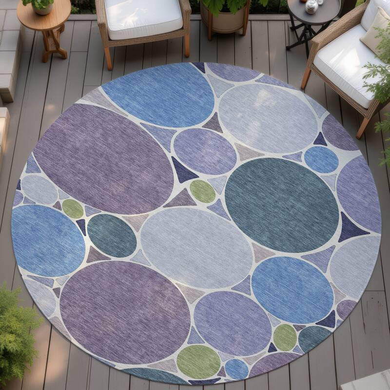 Machine Washable Indoor/ Outdoor Contemporary Rowan Chantille Rug - Plum - 8' x 8'