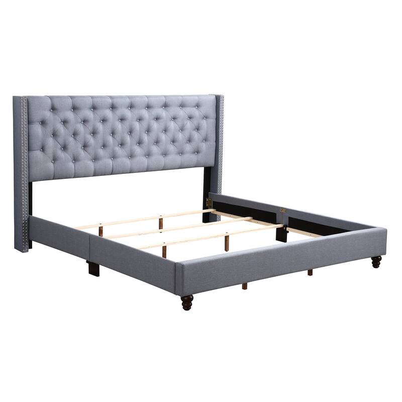 Julie Tufted Upholstered Low Profile King Panel Bed
