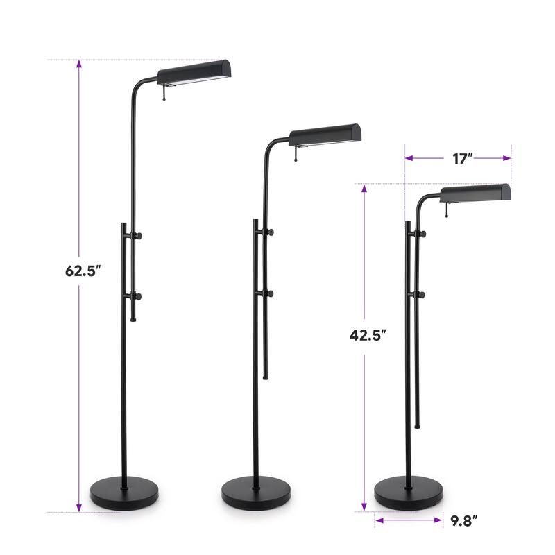 62.5 in. Industrial 1-Light 3CCT LED Pharmacy Floor Lamp for Living Room with Metal Shade