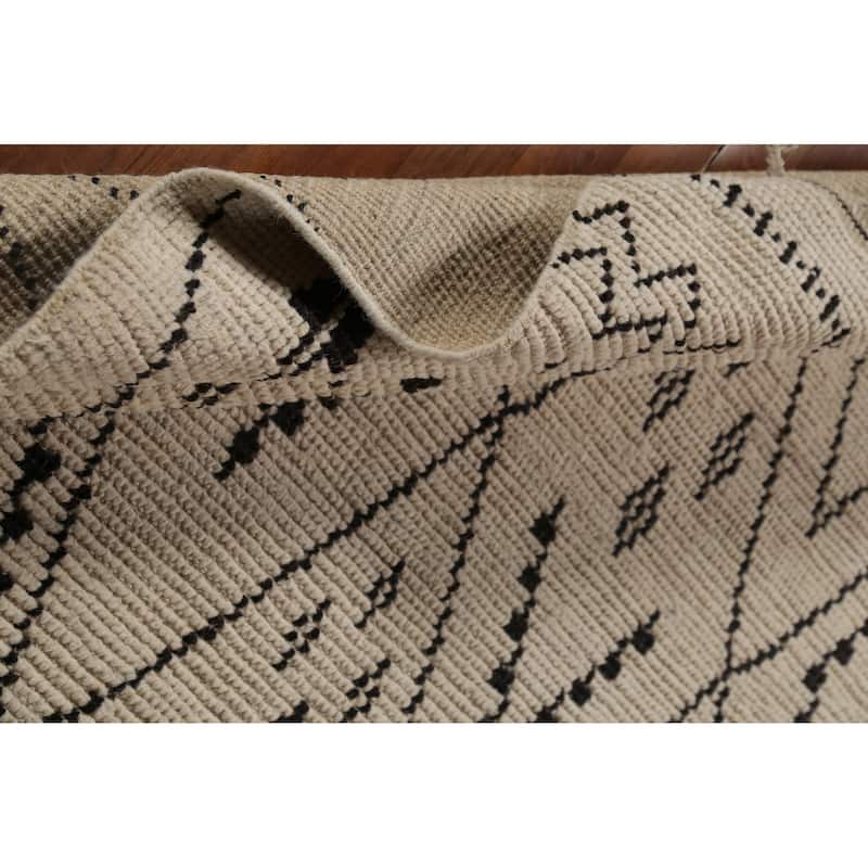 Beige / Ivory Moroccan Area Rug Handmade Wool Carpet - 6'0"x 9'5"