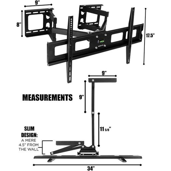 Shop Mount It Corner Tv Wall Mount Full Motion For 40 43 50 55 60 Inch Tvs Black Overstock 29924577