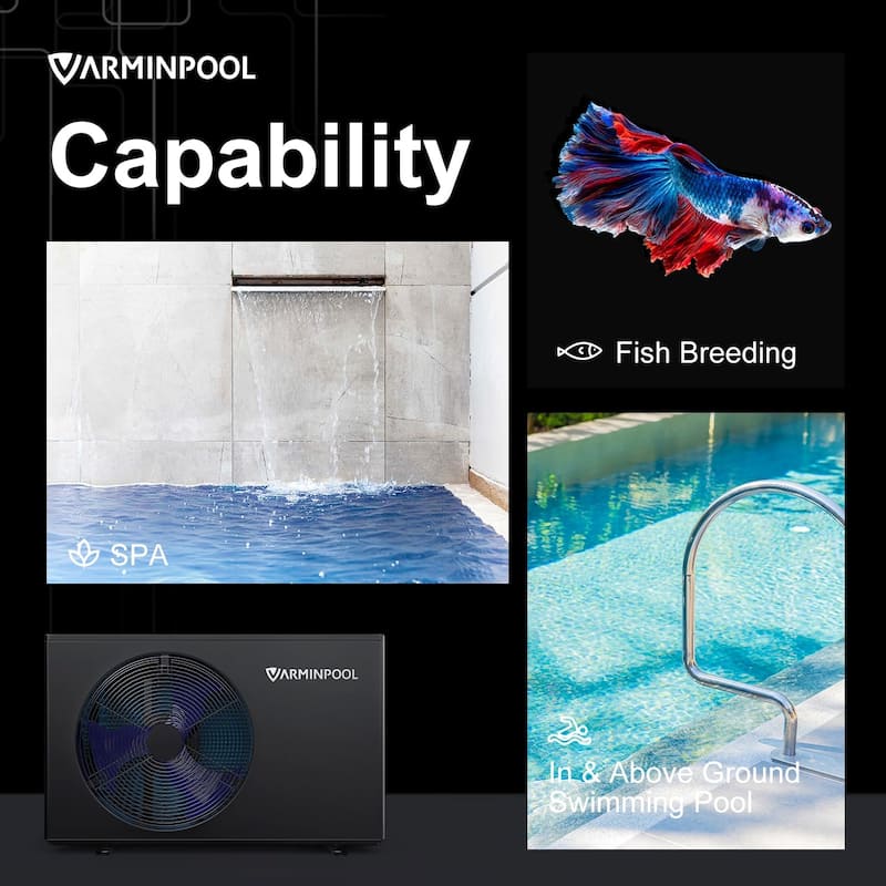 Electric Pool Heat Pump 30000 BTU Pool Heater for 8000 Gallon Pools with WiFi Control