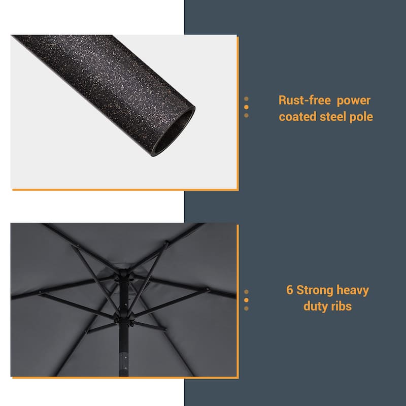 LIVOOSUN Patio 7.5 FT LED Market Umbrella,Table Umbrella w/Tilt Button