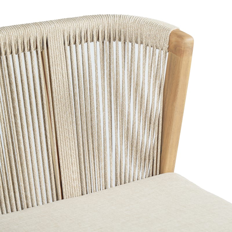 Christopher Knight Home - Solterra Farmhouse Wood & Rope Woven 9-Piece Outdoor Dining Set with Slat Table