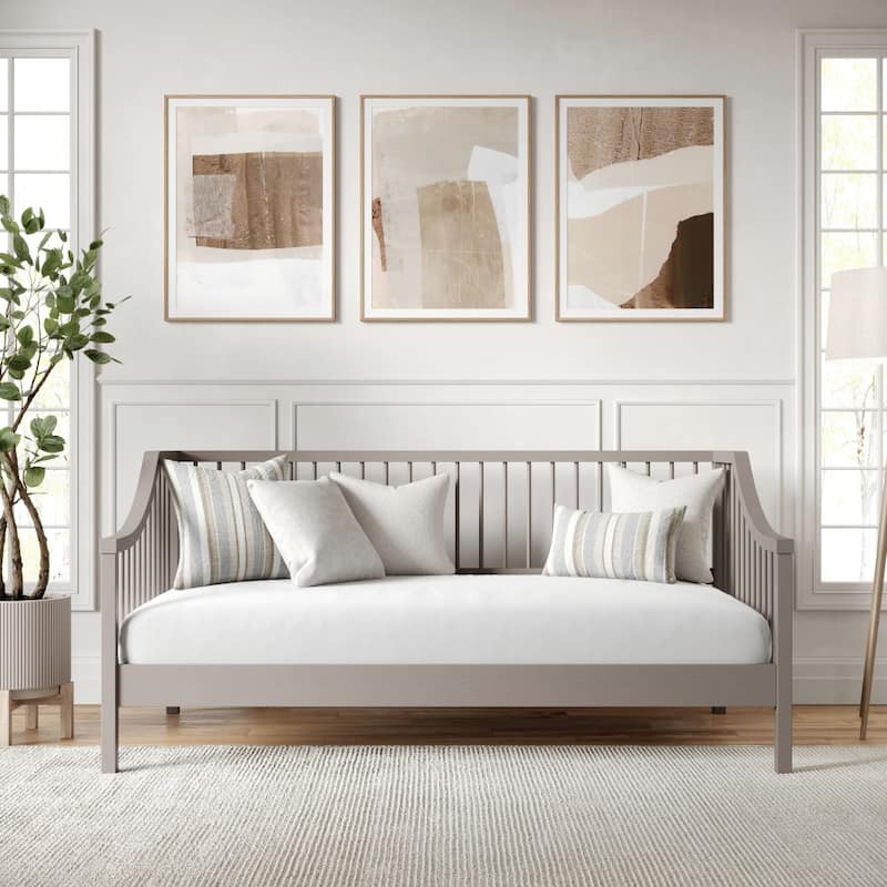 Martha Stewart Solid Wood Platform Daybed with Wooden Spindles - Gray