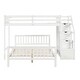 preview thumbnail 6 of 6, Twin Over Full Bunk Bed, Wood L-Shaped Bunk Beds with Storage Stairs,Bunk Bed Frame with Guardrails and Ladder,White