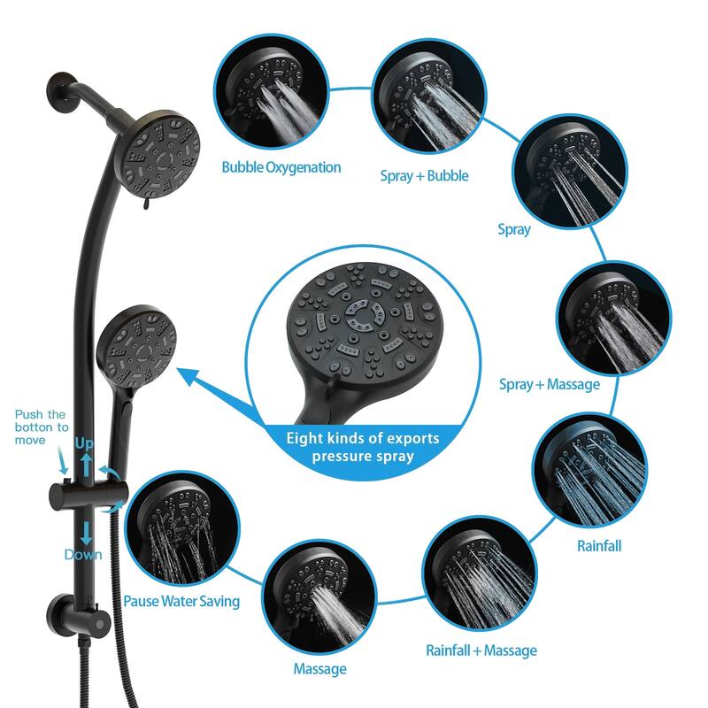 Topcraft Wall Mount Multi-Functional Dual Head Showerhead