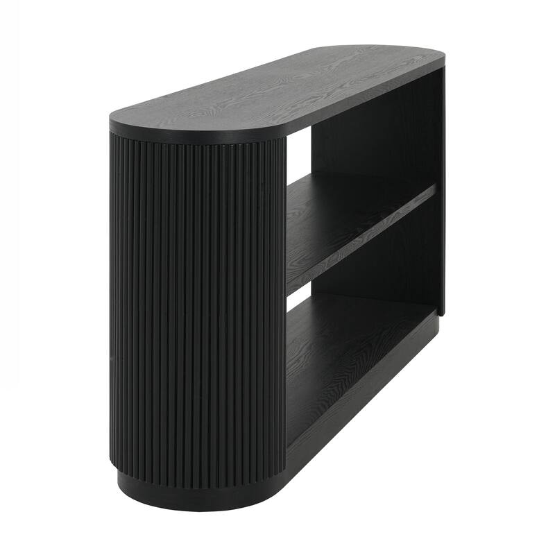Modern Entryway Console Table - Slim Sofa Table with Open Shelf & Elegant Wood Grain, Hallway Table for Living Room